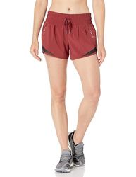 Amazon Essentials Pantaloncini da Corsa Sportivi con Arricciatura in Vita Intrecciata, vestibilità Regolare Donna, Rosso Rubino, S