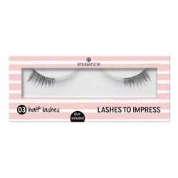 essence cosmetics ES754306 Lashes to Impresss, kunstwimpers, nr. 03 halve wimpers, Zwart, swingend, definieerend, verlengend, volumegevend, langdurig, veganistisch, vrij van nanopartikelen (1 paar)