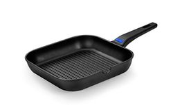 Monix Solid - Gril Carré 28 cm en Fonte d’Aluminium avec Antiadhésif Teflon Innovations sans PFOA, Compatibles Toutes Sources de Chaleur, Noir