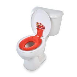Bright Starts Disney Baby Cars Lightning McQueen Flip & Sit Potty, hecht veilig aan toilet, ruimtebesparend ontwerp past op de meeste toiletten, gemakkelijk schoon te maken