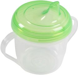 POUPY Vaso infantil de plástico sin BPA con dos asas y tapa con boquilla, lavable y reutilizable