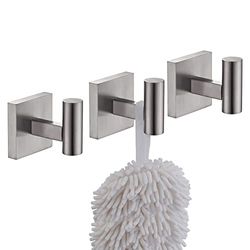KOKOSIRI B1013BR-P3 - Colgadores para toallas de baño, albornoces y trapos de cocina, para pared, níquel, acero inoxidable cepillado, 3 unidades