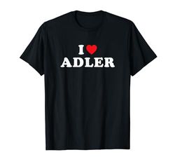 Regalo per il nome Adler, I Heart Adler I Love Adler Maglietta