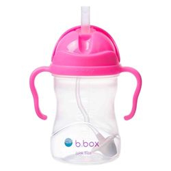 b.box Sippy Cup with Innovative Weighted Straw, Pink Pomegranate (Matte Lid)