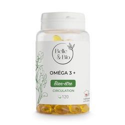 OMEGA 3+ & SANTÉ CARDIAQUE - Omega 3+ EPA et DHA - 120 capsules - Cure 1 mois - Complément Alimentaire BELLE&BIO - Fabriqué en France