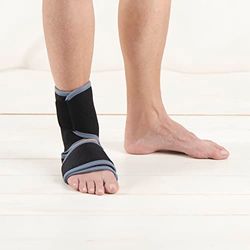 SANICO Attelle Cheville - Stabilisateur Élastique Orthopédique en Néoprène - Légère Compression, Soutien, Protection, Soulagement, Circulation Sanguine - Ambidextre, Respirant - 13x0.3x25cm