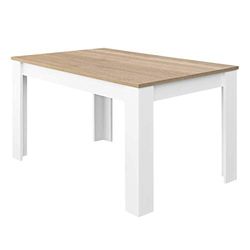 Habitdesign 0F4586 - Mesa de sala de jantar extensível de 140 a 190 cm, mesa de sala de estar cor branca Artik e carvalho canadian, medidas: 90 largura x 140 comprimento x 78 altura