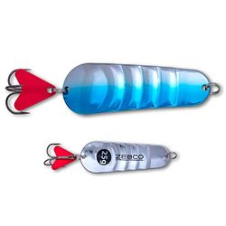 Zebco Premium Trophy Z-Ace richtingaanwijzer, visaas, gegolfd snoekaas met rood bijtpunt op de drilling-vishaak, roofvis, spoons, hengelaccessoire, zilver/blauw, 20 g
