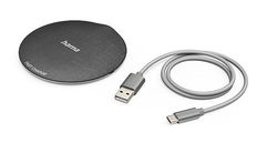 Hama Draadloze oplader, 10 W, QI-FC10, metaal (inductie-oplader, compatibel met iPhone 12/11/11 Pro/XS/XS Max/XR/X/8/8 Plus, Samsung Galaxy S10/S9/S9+/S8/S8+/S6, Universal Qi Charging Pad), zwart