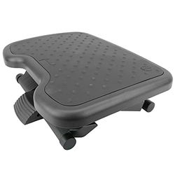 PrimeMatik - Repose-Pieds avec Plateau réglable en Plastique Noir 460 x 340 mm Gomme 3 Niveaux