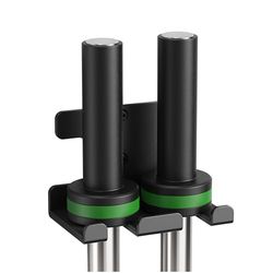Soporte vertical de pared para barras olímpicas, colgador doble para almacenamiento de barra, ideal para gimnasios en casa, garajes o uso comercial (capacidad para 2 barras)