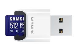 Samsung Carte Mémoire MicroSDXC, PRO Plus, 512 Go, Vitesse de Lecture jusqu’à 180 Mo/s, fournie avec Lecteur USB