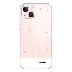 Evetane Beschermhoes compatibel met iPhone 13 360 rondom beschermhoes, voorzijde, robuust, transparant, met vlokkenmotief