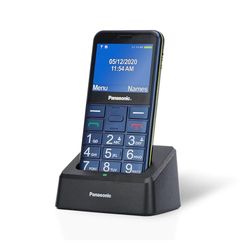 Panasonic KX-TU155EXCN Teléfono Móvil para Personas Mayores (Botón de emergencia SOS, Compatible con audífonos, Función de linterna, Botones grandes fácil uso, Pantalla a color de 2.3 pulgadas), Azul