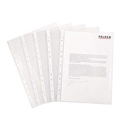 Original Falken 100 pack Economy PP plastic brochure pockets. For DIN A4 transparent grained transparent film open at the top plastic cover transparent cover ideal for folders ring binders and files