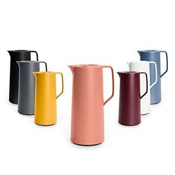 Emsa N41709 Motiva Vacuum Jug | 1 Litre | Quick Press Closure | 12 Hours Hot, 24 Hours Cold | Glass Bulb | Made in Germany | Nordic Design | Terracotta