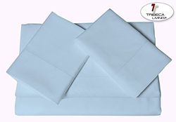 Tribeca Living Egyptian Cotton 800 Thread Count Hemstitched Extra Deep Pocket, King Sheet Set, Blue