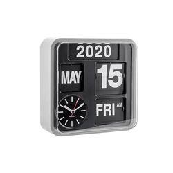 Karlsson KA5364SI - mini-wandklok met kalender - bladweergave - zilverkleurig