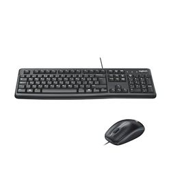 Logitech MK120 Bedraad Toetsenbord- en Muiscombinatie voor Windows, Optische Muis met Snoer, Toetsenbord van Volledig Formaat, USB Plug-and-Play, Belgisch AZERTY indeling, Zwart