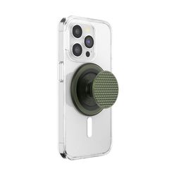 PopSockets: PopGrip Round para MagSafe - Anillo Adaptador para MagSafe Incluido - Soporte y Agarre para Teléfonos Móviles y Carcasas con un Top Intercambiable - Triangle Knurl Olive