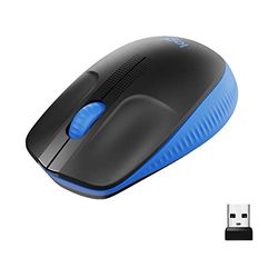 Logitech Wireless Mouse M190, Full Size Ambidextrous Curve Design, 18-Month Battery with Power Saving Mode, USB Receiver, Precise Cursor Control + Scrolling, Wide Scroll Wheel, Scooped Buttons - Blue
