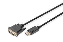 DIGITUS Cable adaptador DisplayPort - DP - DVI (24+1) - Full HD 1080p/60 Hz - Displayport 1.1a - 3m - con bloqueo - apto para monitores, tarjetas gráficas - Blister - negro