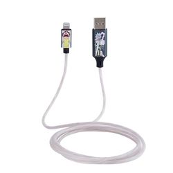 Officiële gelicentieerde Rick And Morty Light-up MFI Lightning-oplaadkabel met vloeiend lichteffect, snel opladen en gegevenssynchronisatie. Voor iPhones, tablets, iPads, Bluetooth-hoofdtelefoon,