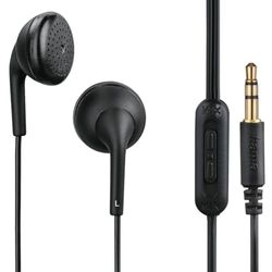 Hama wired earbuds (with 1.2m cable, stereo, 3.5mm jack plug, mini jack 3.5mm, volume control) black