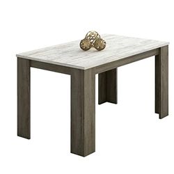 duehome | Mesa Comedor, Mesa Fija Modelo Berta, Acabado Color Trufa y Blanco Cañon, Medidas: 140 cm (Largo) x 80 cm (Ancho) x 75 cm (Alto)