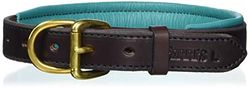 Perri's Gewatteerde Lederen Halsband, Havana/Turkoois, Medium