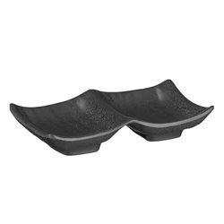APS 83949 schaal -ZEN- 14 x 9 cm, H: 2,5 cm melamine, zwart, steen-look 2x 50 ml