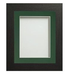 Frame Company Watson Black Picture Photo Frame fitted with Perspex, 8x6 inch with Bottle Green Mount for image size 5x3 inch