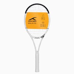 HUNDRED Galactic Strung Tennis Racket with Full Cover | 4 Points Head Light | Color: White/Black, Grip Size 2 (4 1/4 inches) | Unisex | Material: Graphite | 275 grams