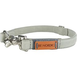 Be Nordic Collar, Leather, S: 35 cm – 41 cm, 15 mm, Light Grey