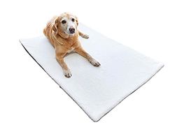 Pets Club Dierenonderlegger slaapplaats wasbaar deken gewatteerde hond kat bed mat kussen verschillende maten en kleuren (wit, 60 x 90 cm)