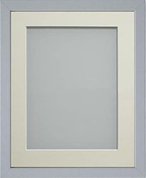 Frame Company Jellybean Range Grey Wooden A4 Picture Photo Frame with Ivory Mount for Image 10x6 inch * Choice of Colours & Sizes* Fitted with Perspex