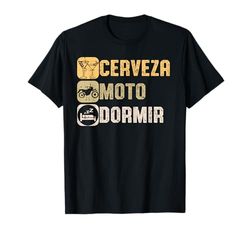 Cerveza Moto Dormir Humor Motociclista Fiesta Hombre Regalo Camiseta