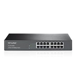 TP-Link TL-SF1016DS Comutador Fast Ethernet de 16 portas (10/100 Mbps, Plug and Play, metal, secretária, montagem em armação, sem ventilador, vida útil limitada)