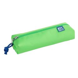 Oxford, Favorit - Estuche redondo portalápices mediano, 1 compartimento con cremallera, 7 x 21 x 21 x 4 cm, color verde neón