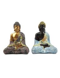 Dekorativ figur DKD Home Decor Buddha harts (13 x 7.6 x 17.5 cm) (2 st)
