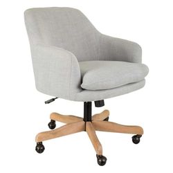 Silla de madera y tapizada con ruedas