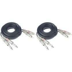 Adam Hall Cables 3 STAR TPC 0300 - Cable de Audio de 2 RCA macho a 2 Jacks 6,3 mm mono 3 m (Paquete de 2)