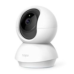 Tapo 3MP Indoor Wi-Fi Camera (2K), Surveillance Camera, Night Vision, Real Time Notifications, Cloud Storage and MicroSD up to 256GB, Works with Alexa and Google Assistant (Tapo C210), ‎‎bianco