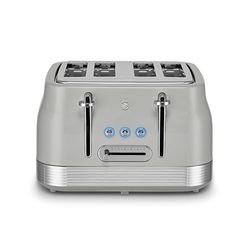 Swan ST19029GRY Retro 4 Slice Toaster with 7 Browning Levels, Removable Crumb Trays, Defrost, Reheat and Cancel Functions, Hidden Cord Storage, Non-Slip Feet, 1860W, Grey