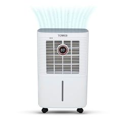 Tower T674003 12L Compressor Dehumidifier, 3 Modes, Adjustable Humidity, 1.6L Water Tank, 24 Hour Timer, White