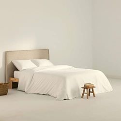 BELUM | Copripiumino in raso 300 fili per letto da 180 misure prodotto: 260 x 240 cm Colore: bianco | copripiumino satinato Dotato di: chiusura con bottoni nascosti trasparenti.