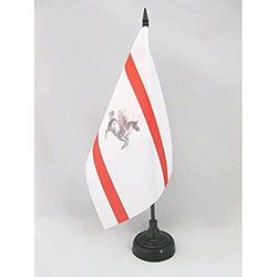 AZ FLAG - Drapeau De Table Toscane 21x14 cm - Petit Drapeau De La Région De Toscana De Bureau 100% Polyester avec Hampe De 25cm Et Socle en Plastique Noir