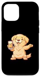 Carcasa para iPhone 15 Pro Golden Retriever Perro Con Cerveza | Cómic Divertido