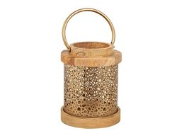 FAROL MADERA/METAL DORADO