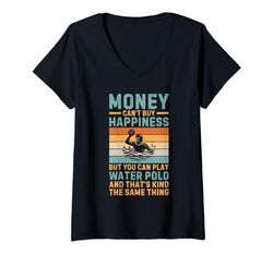 Mujer El dinero no puede comprar la felicidad, pero puedes jugar Waterpolo Camiseta Cuello V